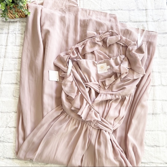 NWT Revelry Valerie Chiffon large MAUVE maxi dress - Picture 3 of 7
